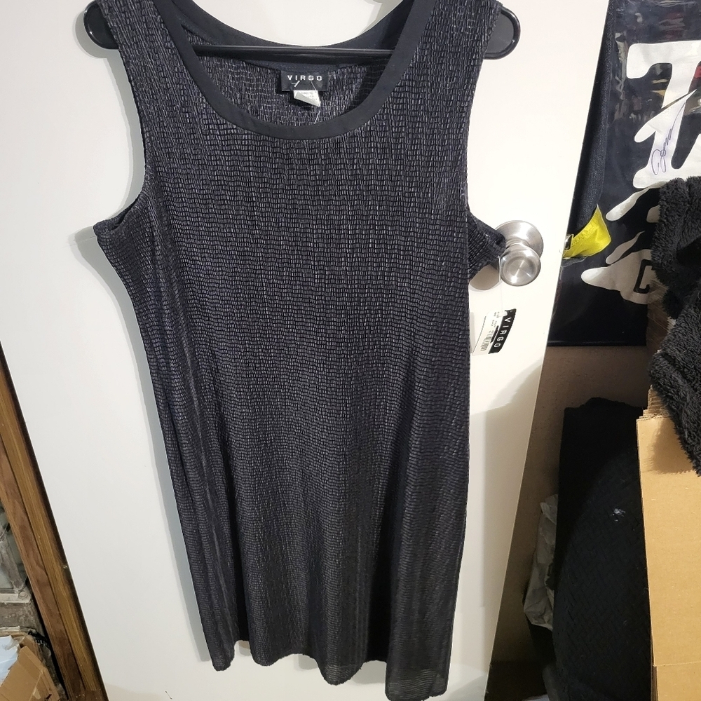 NWT VIRGO LITTLE BLACK WAFFLE KNIT PENCIL MINI DRESS SZ 16